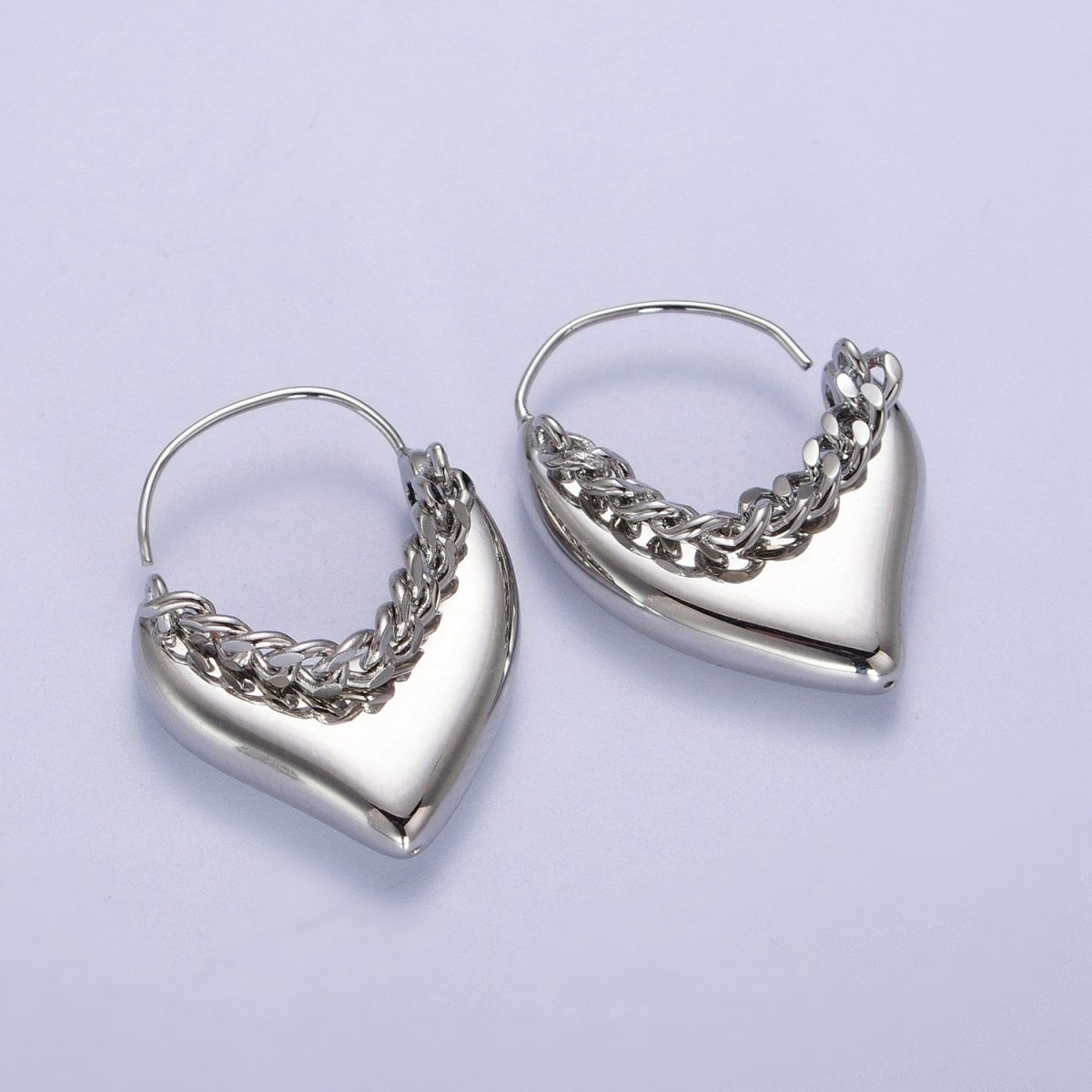 24K Gold Filled Geometric Hanging Heart Earring Open Hoop Stud Earrings in Gold Silver P-283 P-284 - DLUXCA