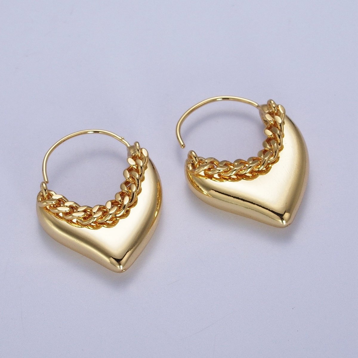 24K Gold Filled Geometric Hanging Heart Earring Open Hoop Stud Earrings in Gold Silver P-283 P-284 - DLUXCA