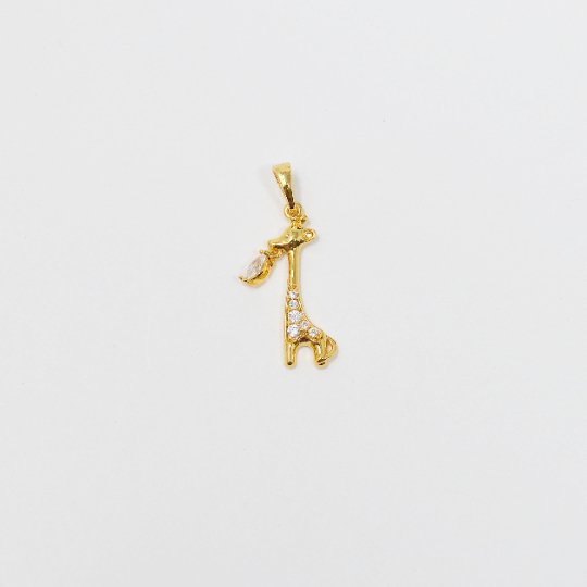 24k Gold Filled Giraffe Charm Giraffes African Safari 3D Pendant Animal Charm for Kids Jewelry Micro Pave Charm Necklace, J-216 - DLUXCA
