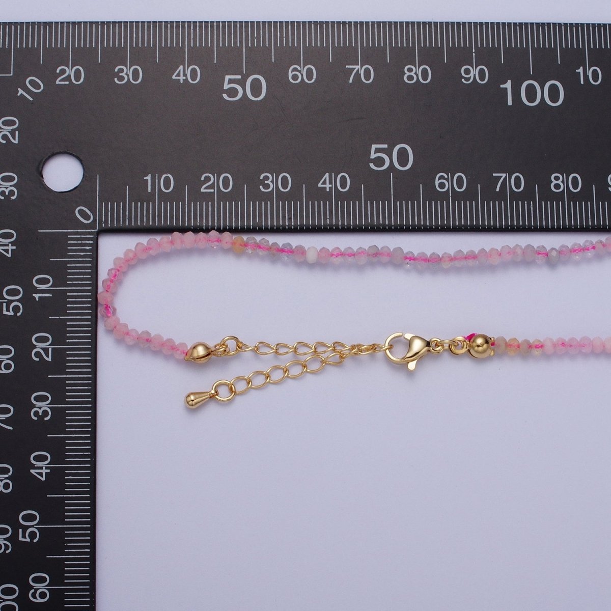 24K Gold Filled Gold Beaded Necklace, Morganite Jewelry, Beaded Morganite Necklace, Dainty Gold Necklace, Beaded Layering Necklace | WA-1160 Clearance Pricing - DLUXCA