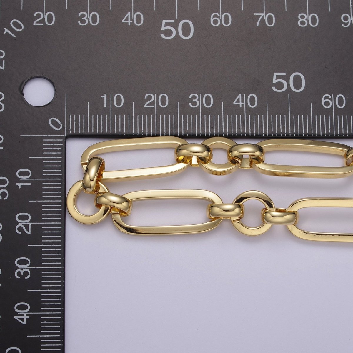 24K Gold Filled Gold Paperclip Long and Short Chain, PaperClip Unfinished Chain by Yard, 12X6.5mm Wholesale Chain For Jewelry Making | ROLL-641 Clearance Pricing - DLUXCA