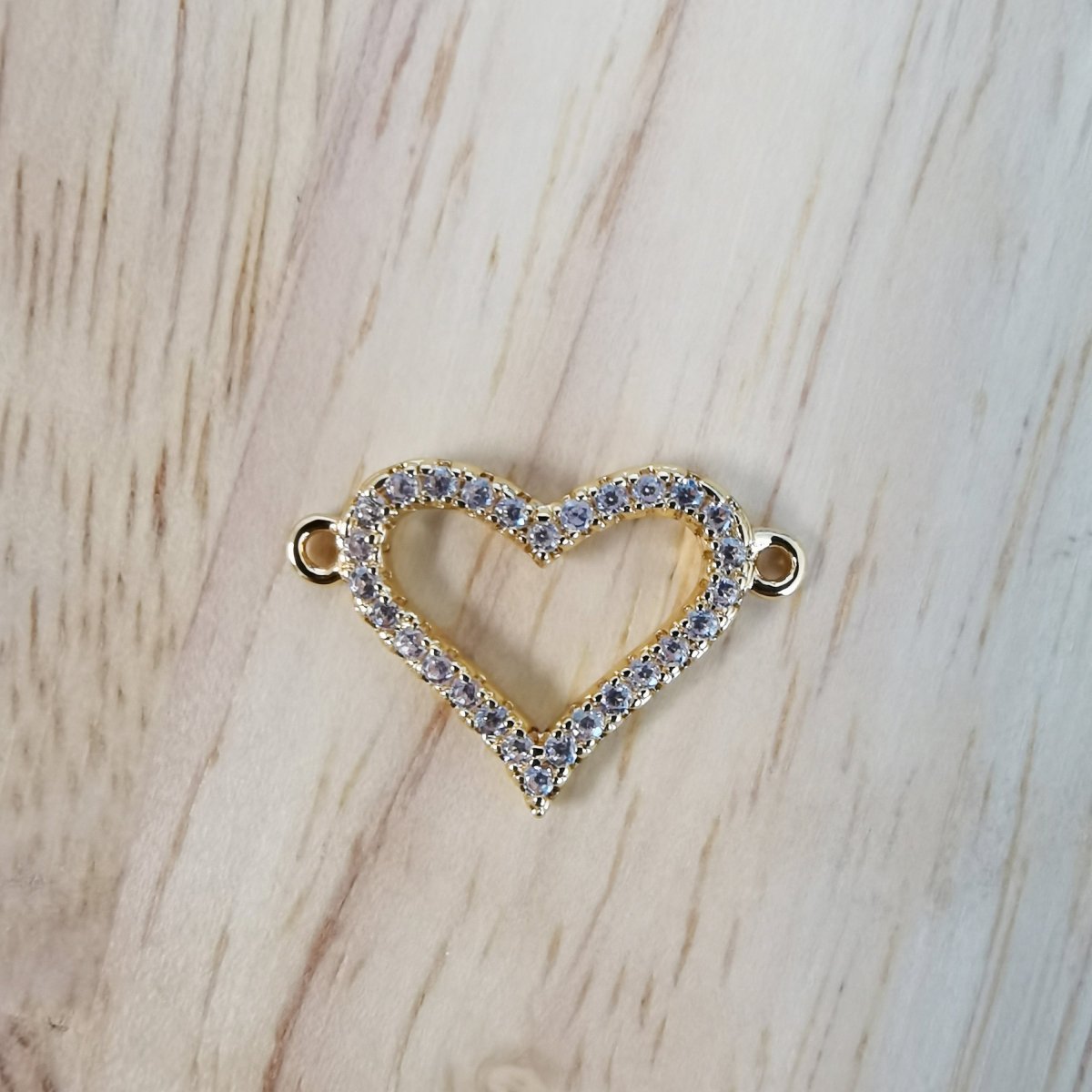 24K Gold Filled Golden Heart Love Connector Micro Pave CZ DIY Charm Necklace Bracelet Earrings Findings for Jewelry Making F-419 - DLUXCA