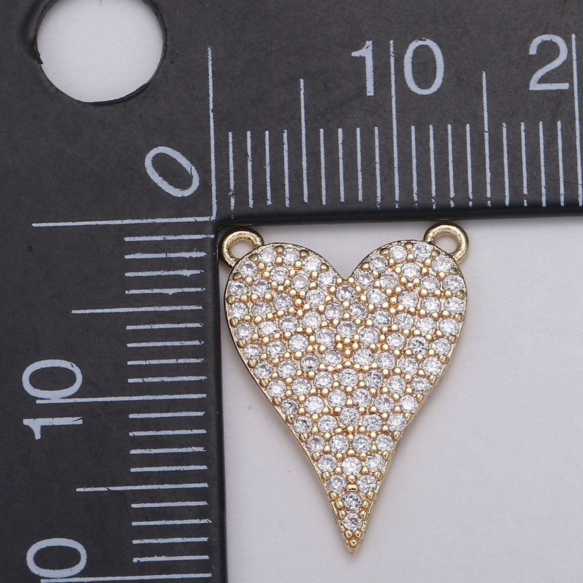 24K Gold Filled Golden Heart Love Connector Micro Pave CZ DIY Charm Necklace Bracelet Earrings Findings for Jewelry Making F-572 - DLUXCA