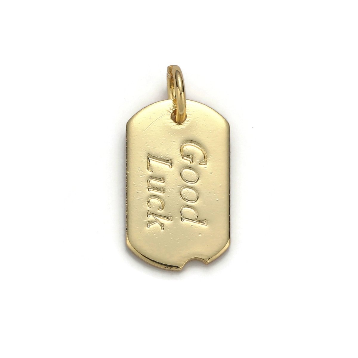 24k Gold Filled Good Luck Charm, Bar Plate Good Luck Pendant Charm, Gold Filled Charm, Gold / Silver Color Option D-045 - DLUXCA
