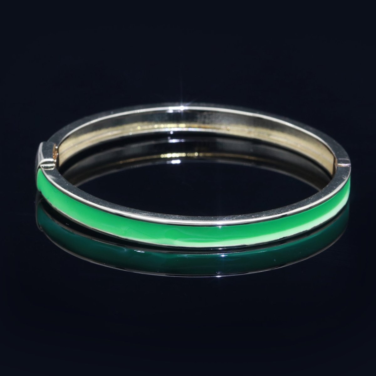 24K Gold Filled Green Enamel Bangle Bracelet Wholesale Stacking Bracelet Fashion Jewelry | WA-087 Clearance Pricing - DLUXCA