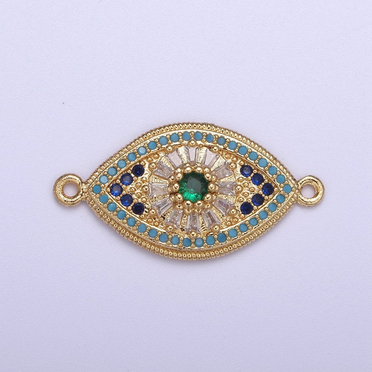 24k Gold Filled Green Eye Charm Connector Cz Eye Link Connector for Braclet Component F-216 - DLUXCA