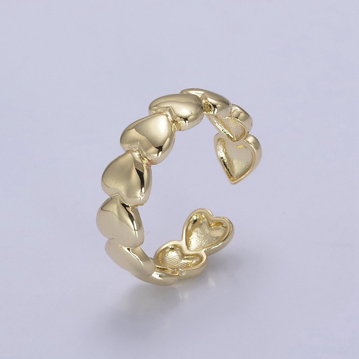 24K Gold Filled Heart Adjustable Ring, Multi Heart Love Friendship Ring For Valentine's U-532 - DLUXCA