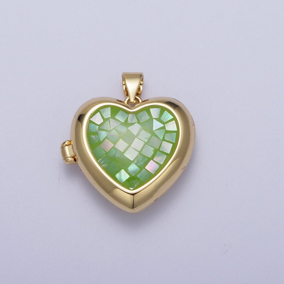 24K Gold Filled Heart Black, Blue, Pink, White, Green Locket Pendant H-151 H-152 H-160 H-163 H-164 - DLUXCA