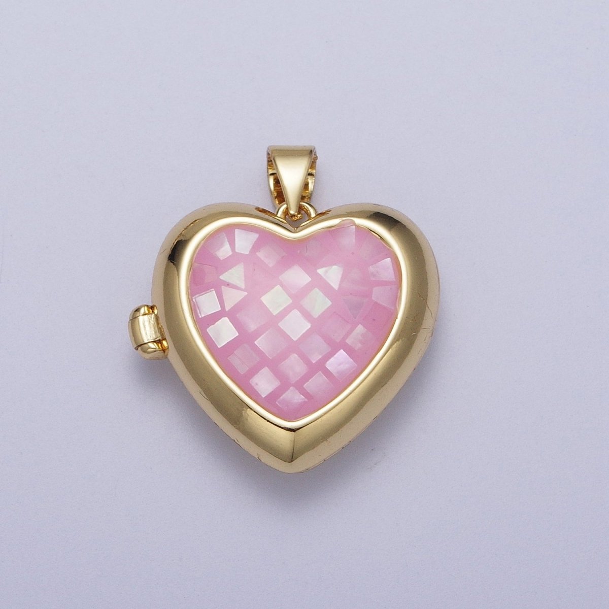 24K Gold Filled Heart Black, Blue, Pink, White, Green Locket Pendant H-151 H-152 H-160 H-163 H-164 - DLUXCA