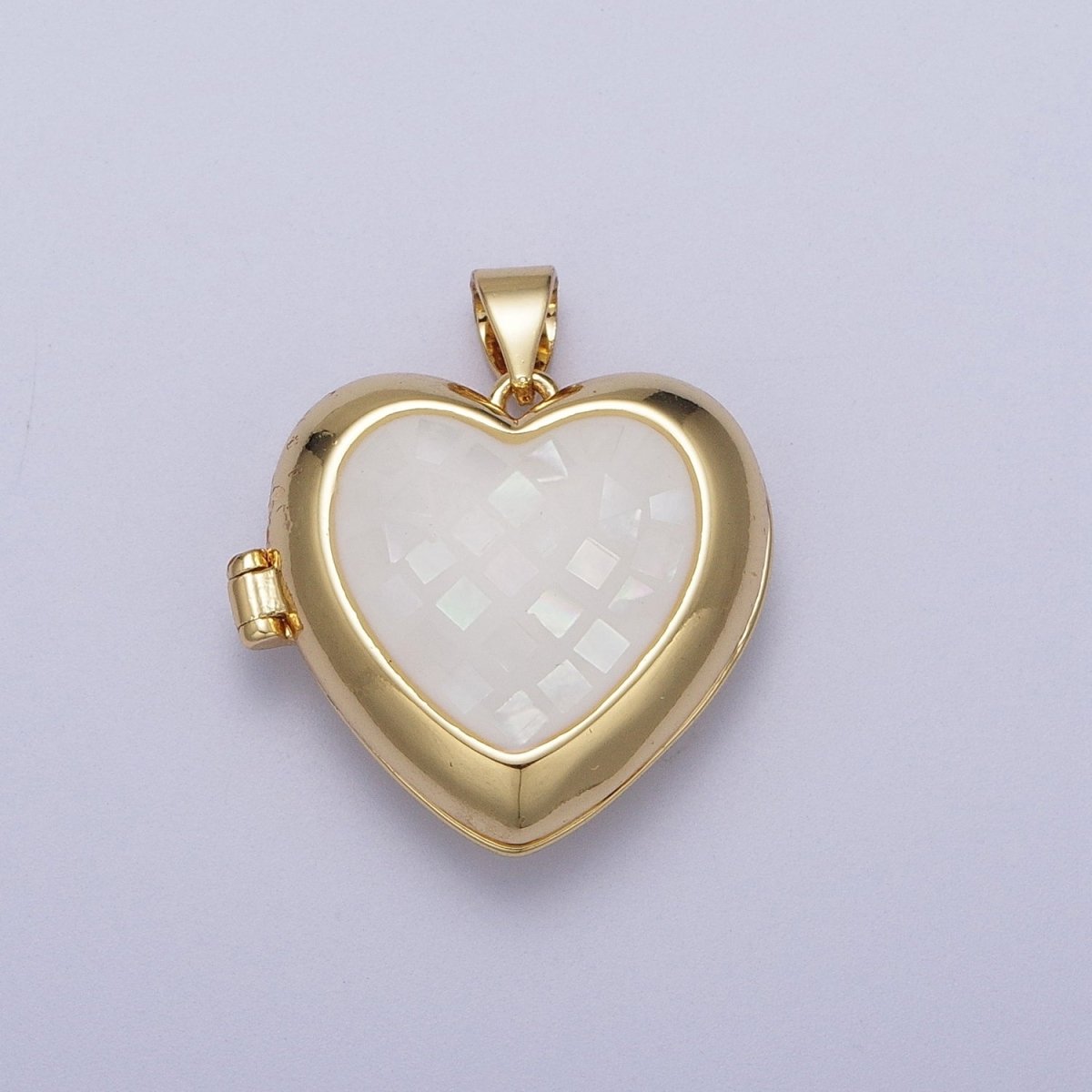 24K Gold Filled Heart Black, Blue, Pink, White, Green Locket Pendant H-151 H-152 H-160 H-163 H-164 - DLUXCA