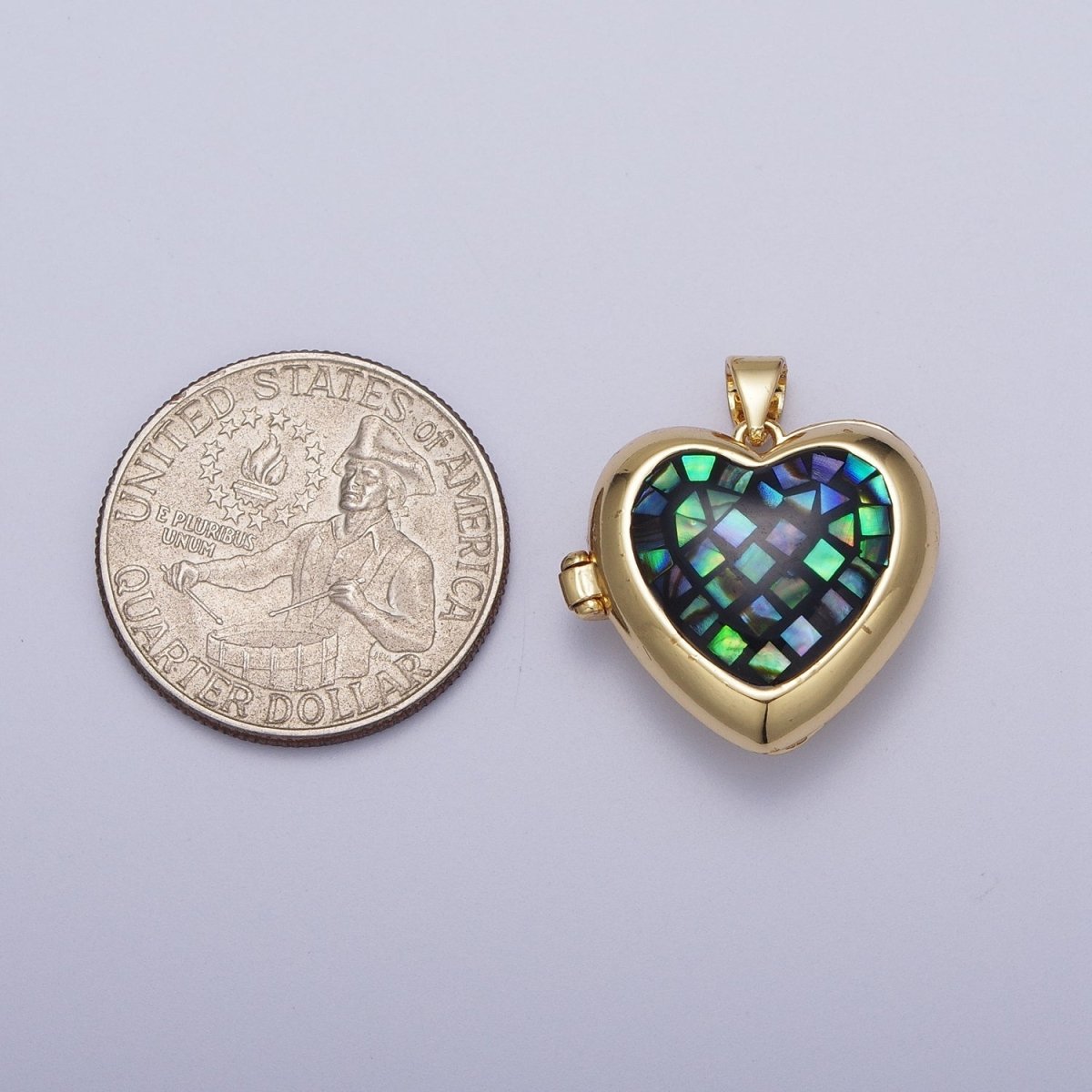 24K Gold Filled Heart Black, Blue, Pink, White, Green Locket Pendant H-151 H-152 H-160 H-163 H-164 - DLUXCA