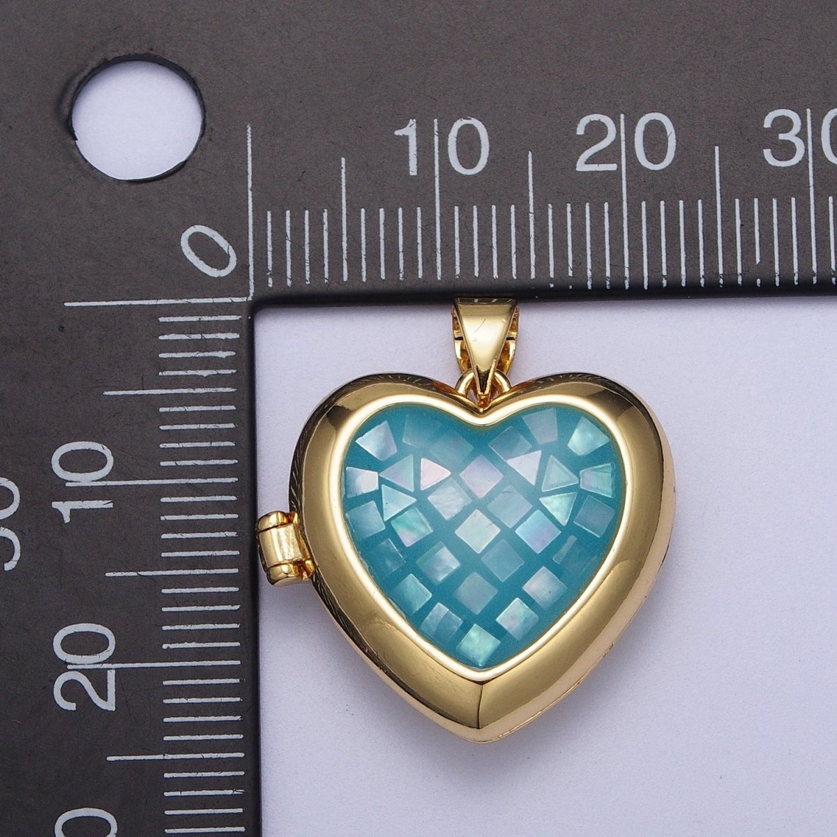 24K Gold Filled Heart Black, Blue, Pink, White, Green Locket Pendant H-151 H-152 H-160 H-163 H-164 - DLUXCA