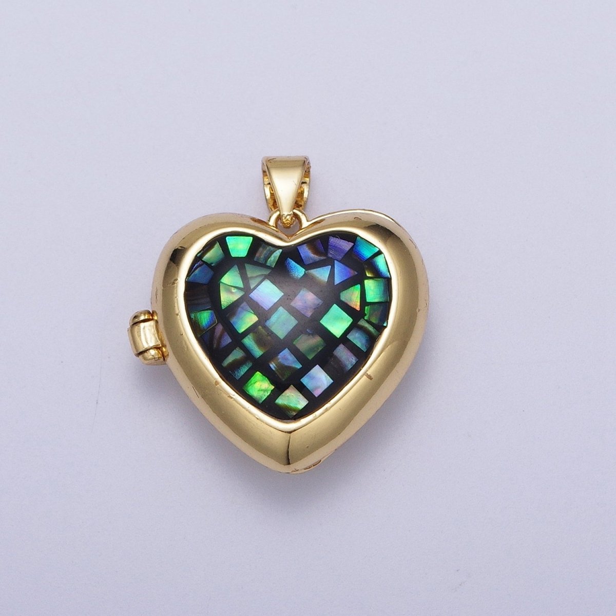 24K Gold Filled Heart Black, Blue, Pink, White, Green Locket Pendant H-151 H-152 H-160 H-163 H-164 - DLUXCA