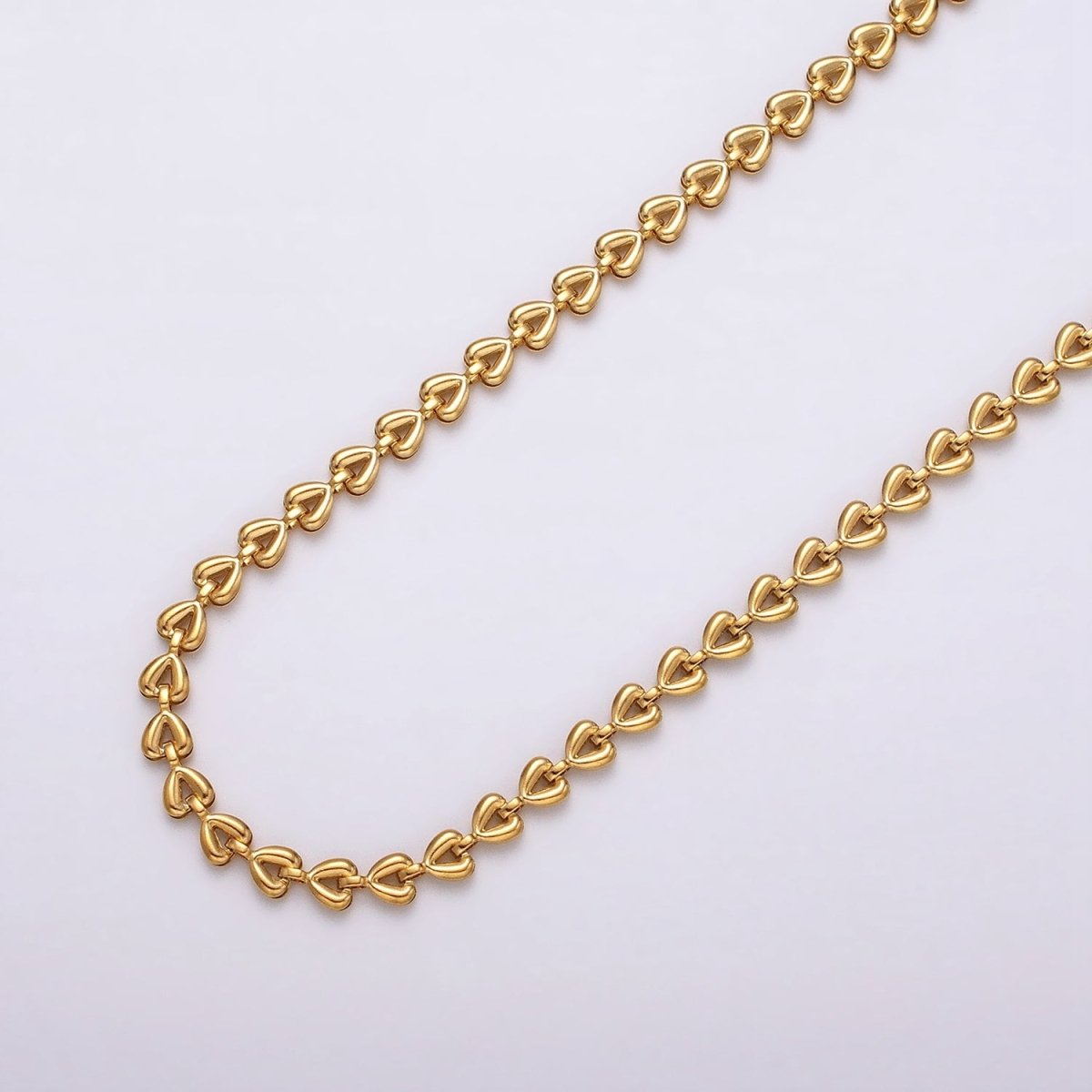 24k Gold Filled Heart Cable Chain Link Unfinished Yard Chain in Gold & Silver | ROLL-1323 Clearance Pricing - DLUXCA