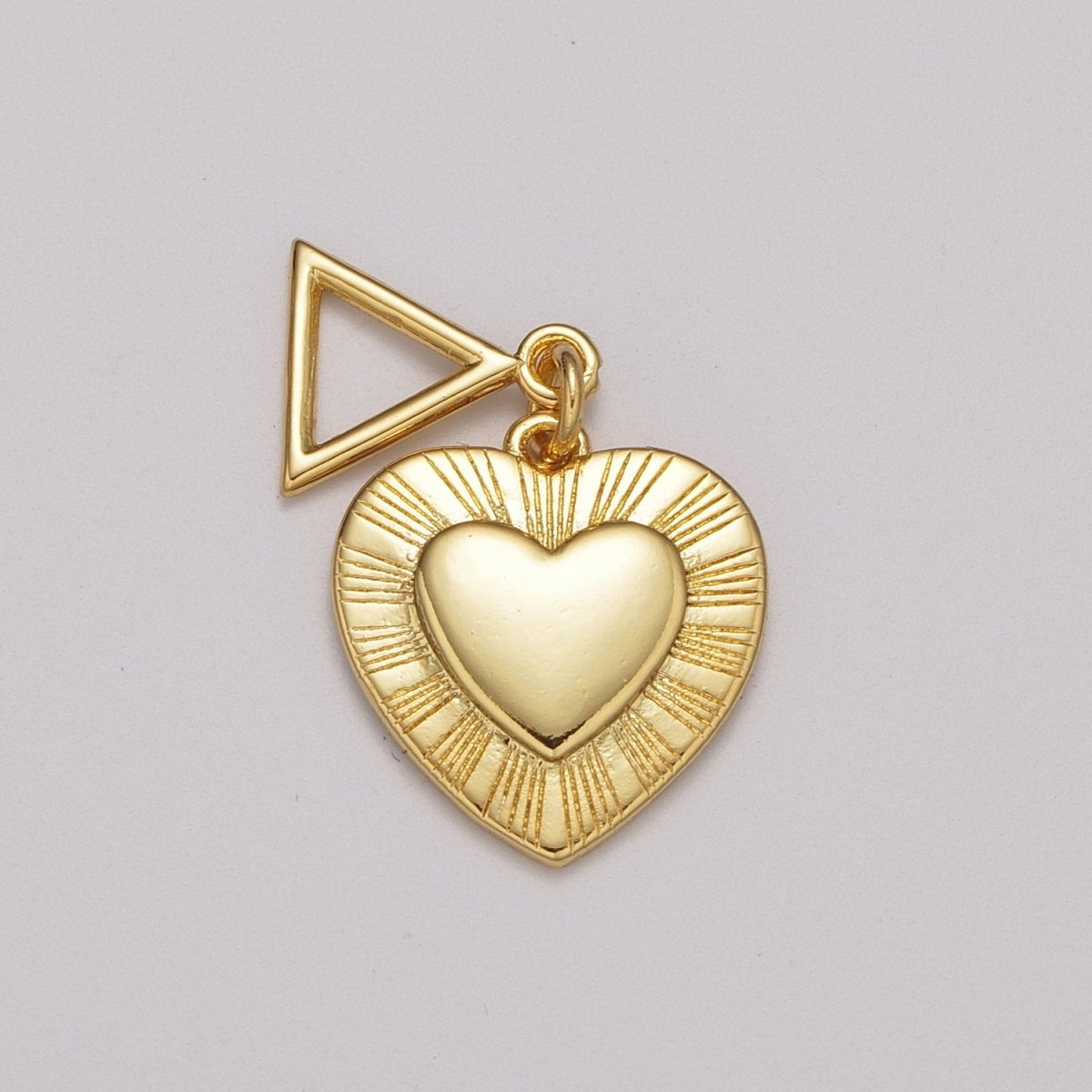 24K Gold Filled Heart Charm Sun Ray Love Pendant for Necklace Bracelet Component | M-889 - DLUXCA