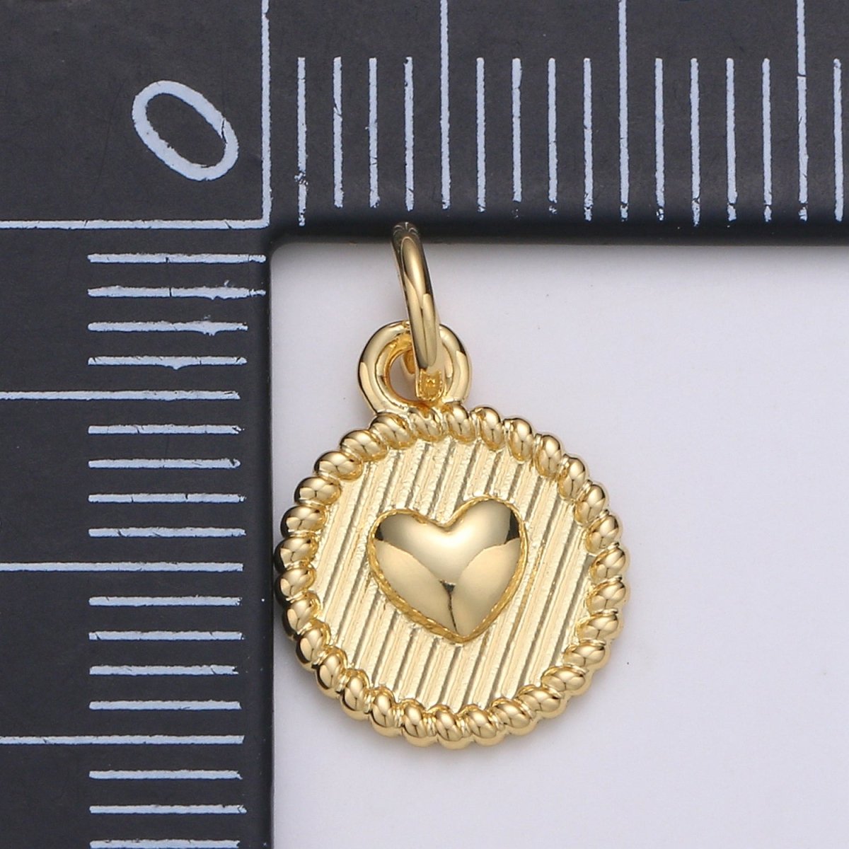 24K Gold Filled Heart Coin Charm D-909 - DLUXCA