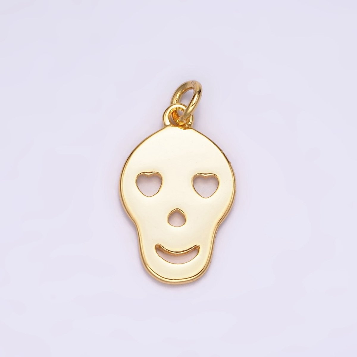 24K Gold Filled Heart Eyes Skeleton Skull Minimalist Charm | AC868 - DLUXCA