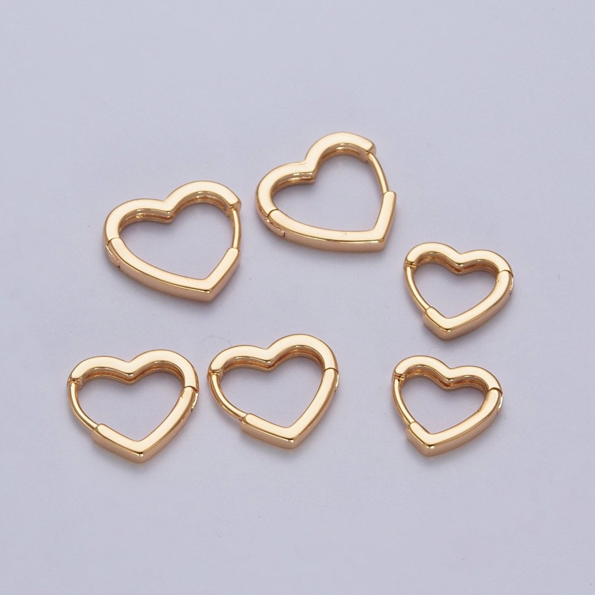 24K Gold Filled Heart Love For Huggie Hoop Earrings, Valentine Cubic Zirconia Earrings P356 P357 P358 - DLUXCA