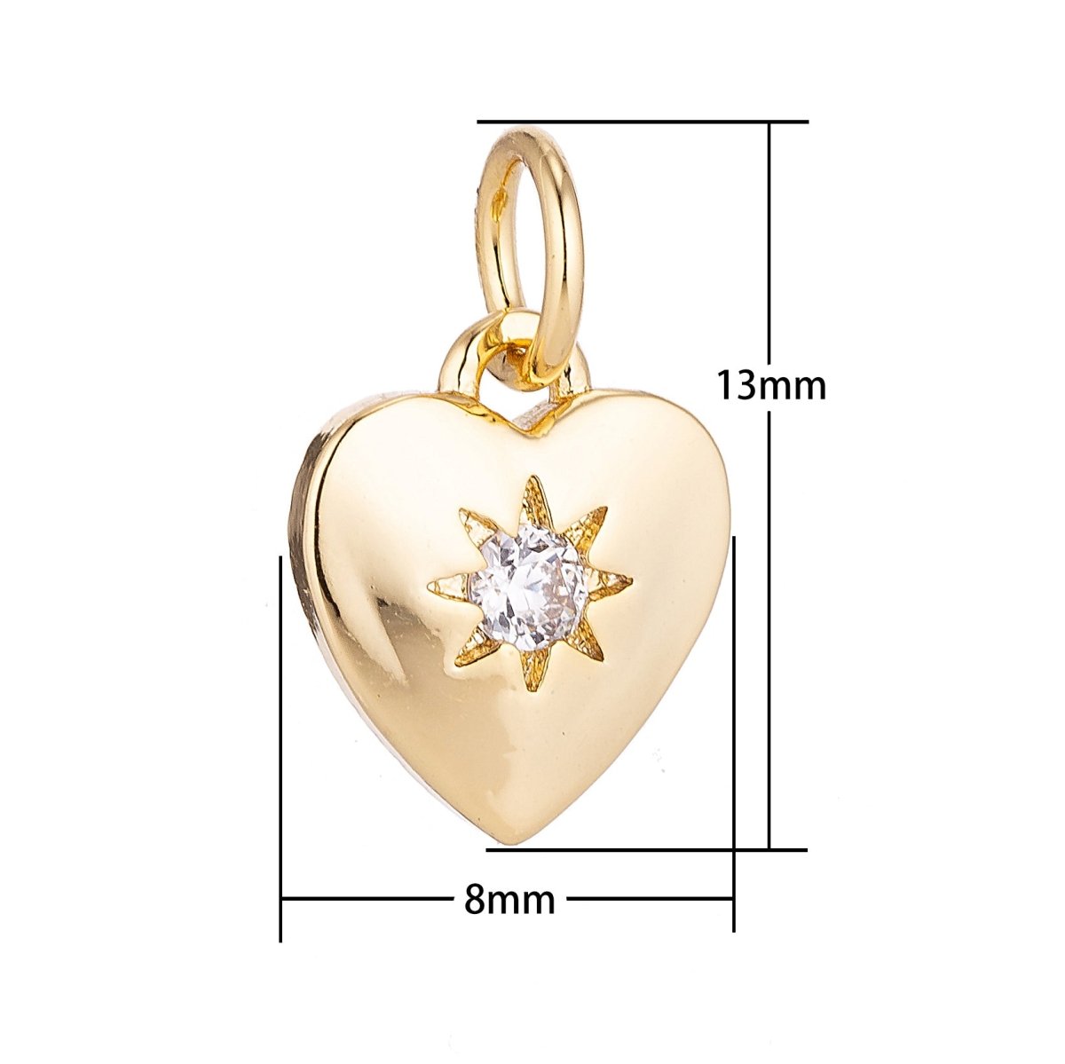 24k Gold Filled Heart of Gold, Star, White Gold Cubic Zirconia Charm Pendant C-047 W-175 - DLUXCA