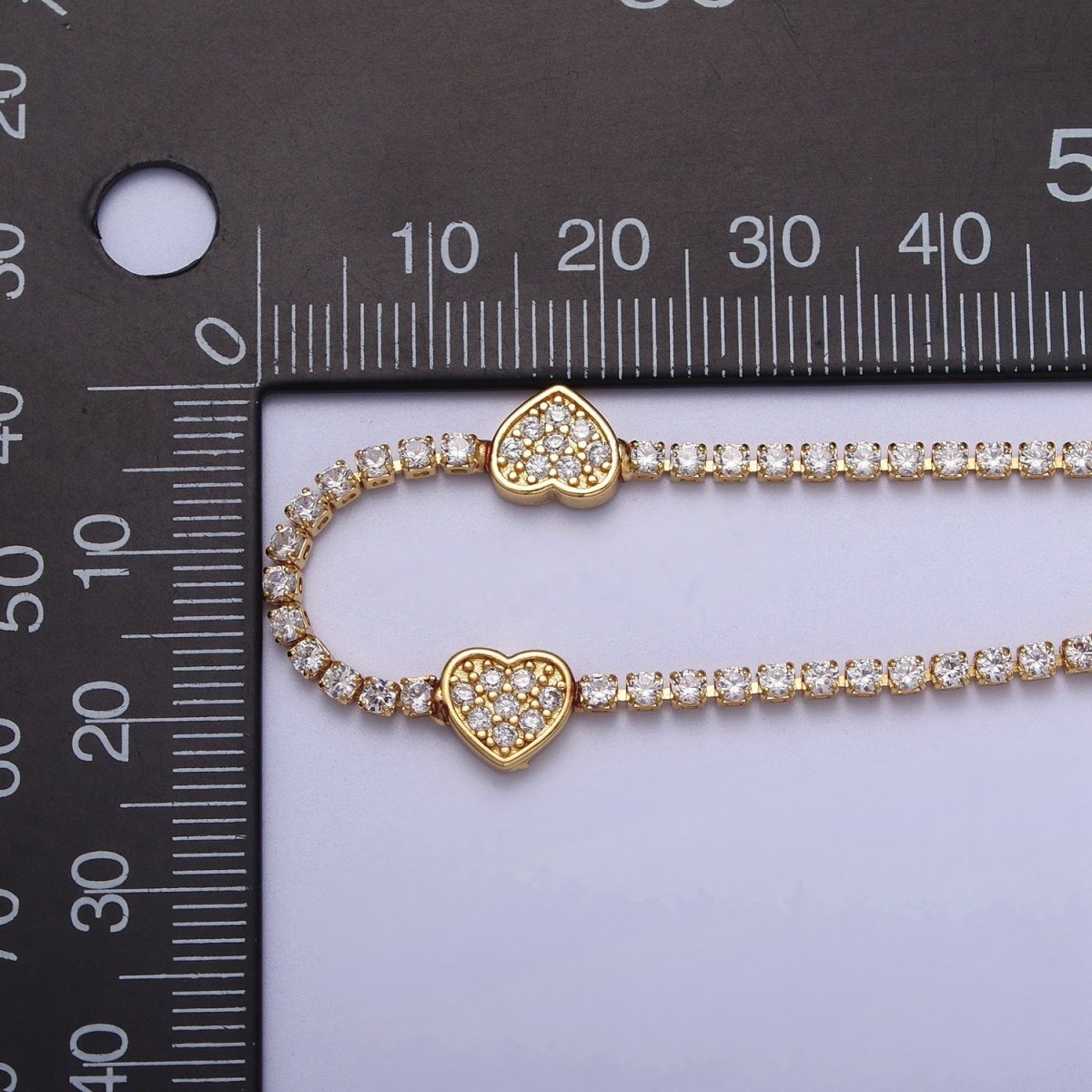 24k Gold Filled Heart Tennis Chain 14 Inch Choker Necklace in Gold & Silver | WA-1307 WA-1308 Clearance Pricing - DLUXCA