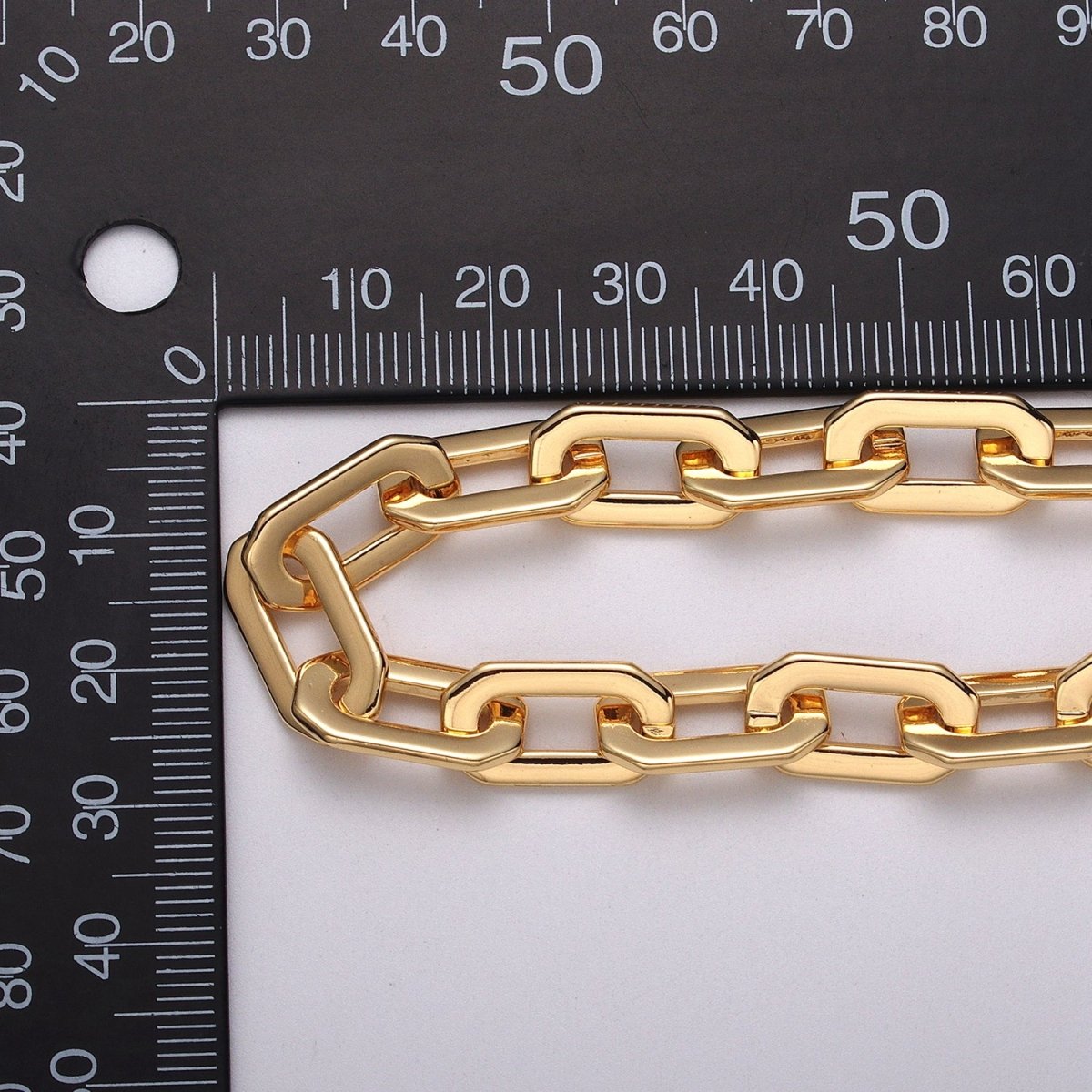 24k Gold Filled Hexagonal PaperClip Unfinished 9mm Chain by Yard in Gold & Silver | ROLL-1126 ROLL-1195 Clearance Pricing - DLUXCA
