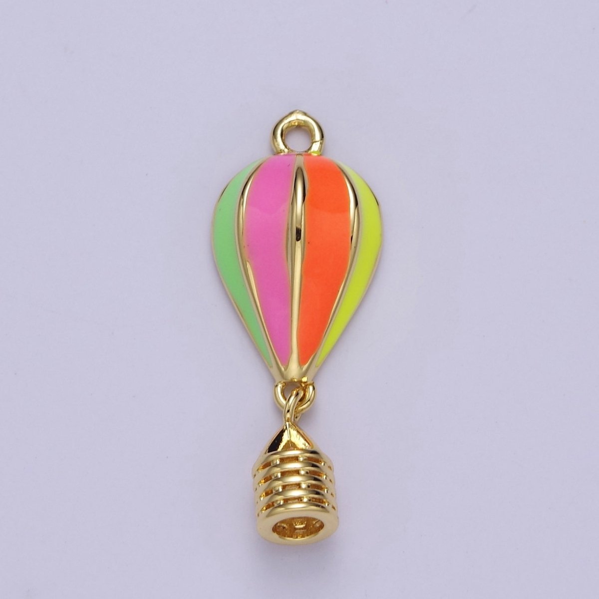 24K Gold Filled Hot Air Balloon Pendant, Dainty Color Enamel Necklace Earring Bracelet Charm for DIY Jewelry Making Supply E-764 - DLUXCA