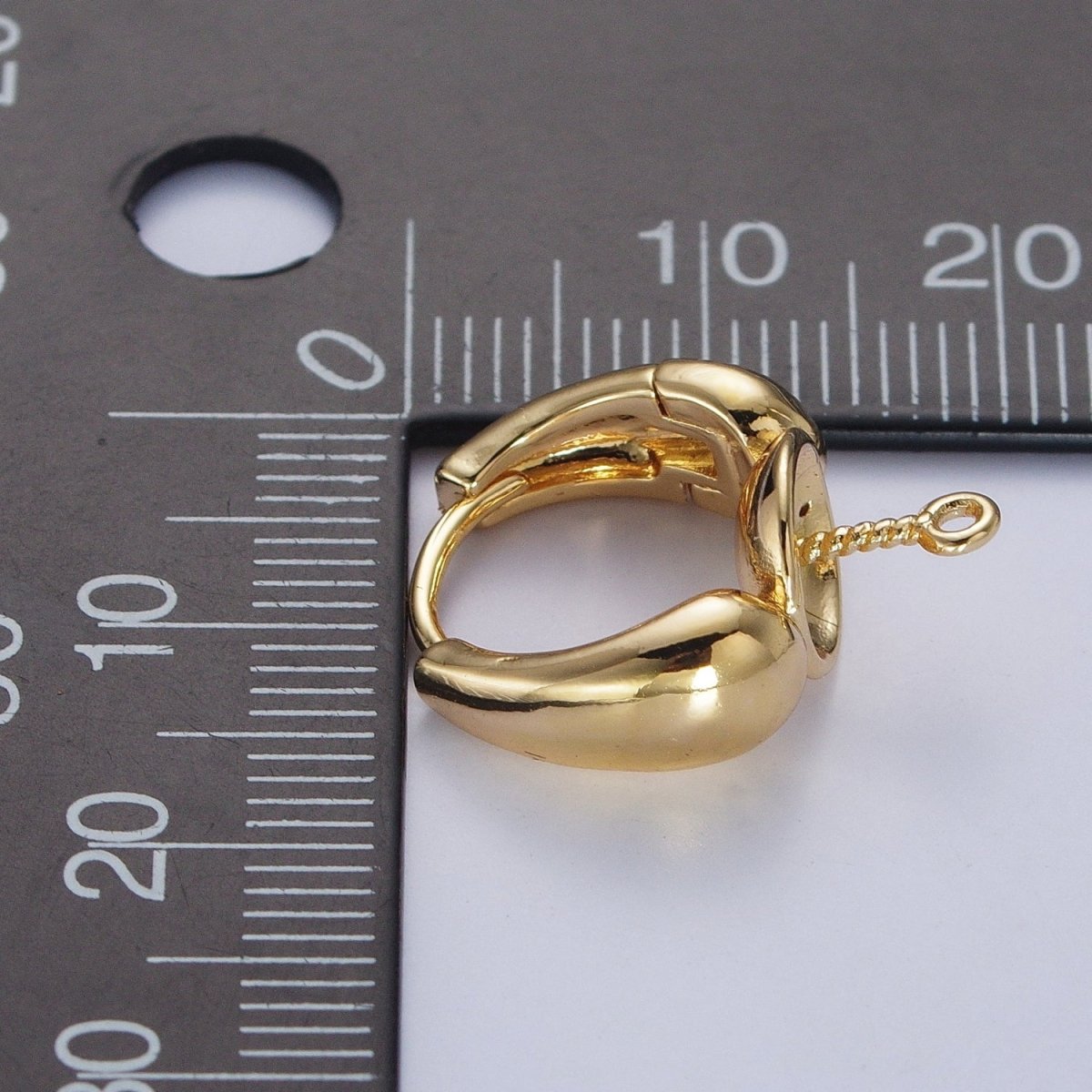 24K Gold Filled Huggie Hoop with Drilled Cup Peg For DIY Pearl Bead Charm, Jewelry Earrings Making L-873 - DLUXCA