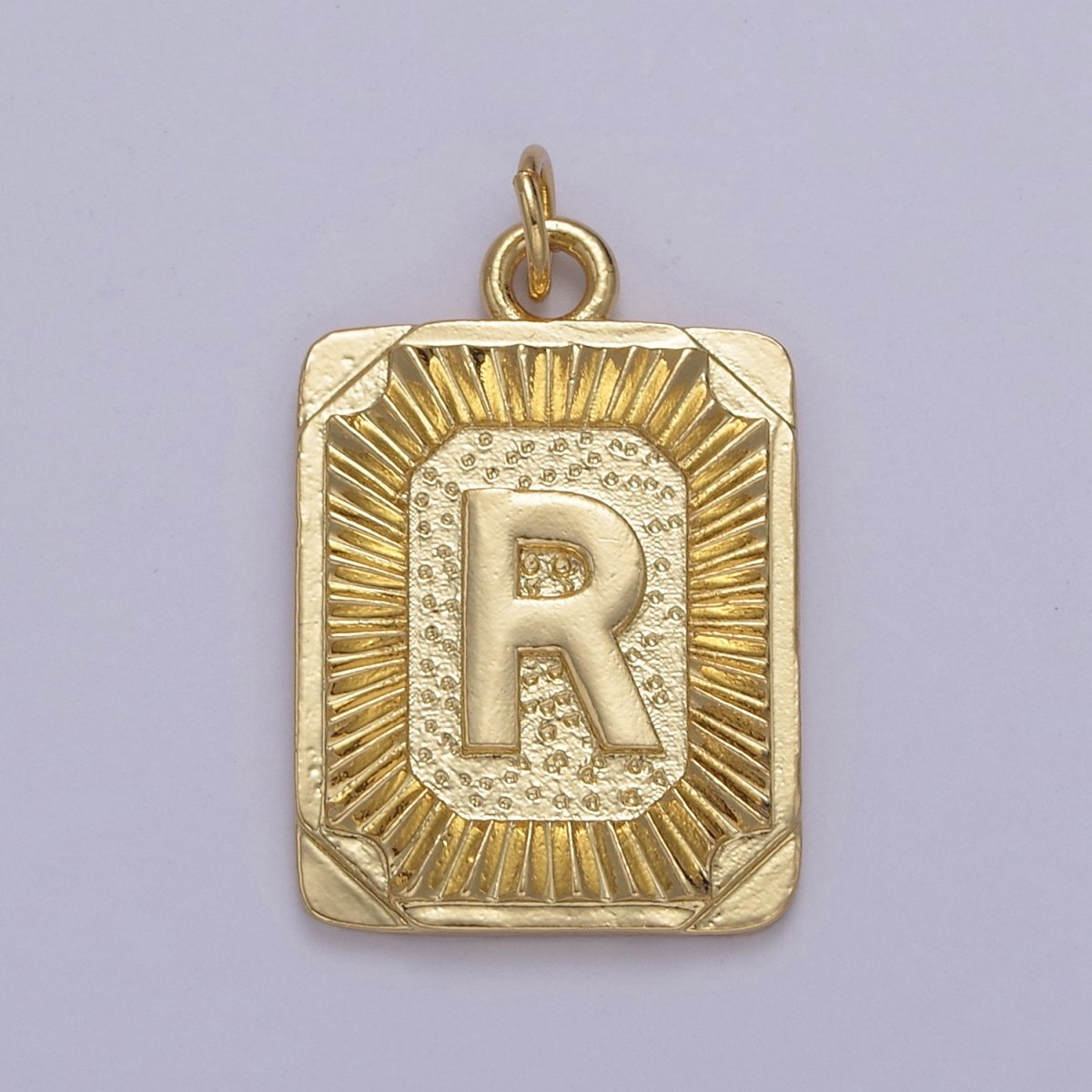 24k Gold Filled Initial Tag Letter Charm A - Z Alphabet Letter Tile Charm Pendant Personalized Charm for Designer Inspired Necklace Jewelry Making W-095~W-121 - DLUXCA