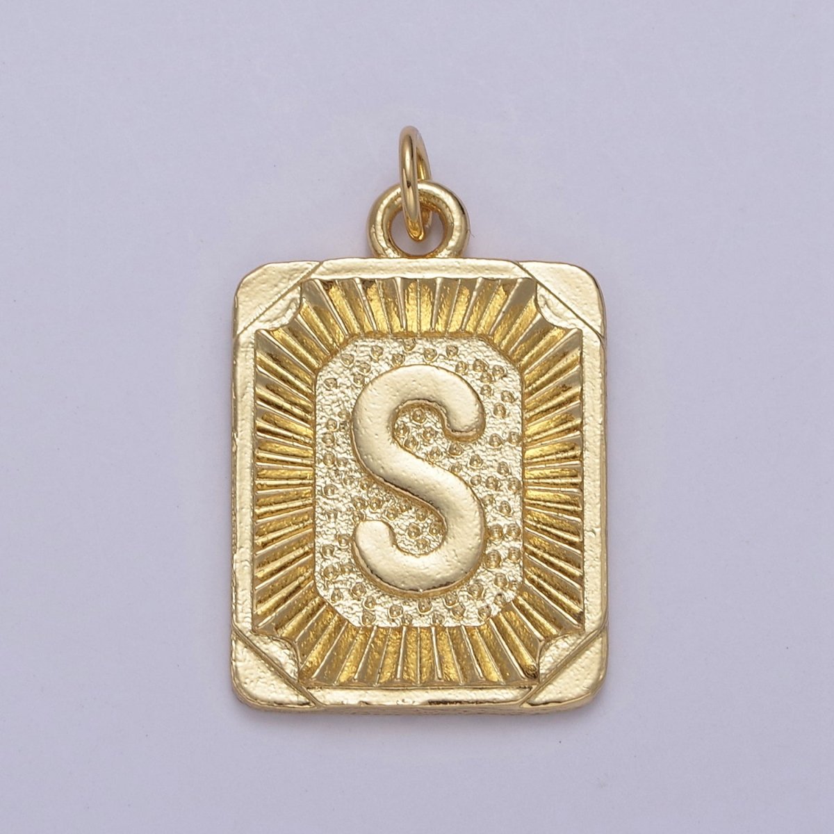 24k Gold Filled Initial Tag Letter Charm A - Z Alphabet Letter Tile Charm Pendant Personalized Charm for Designer Inspired Necklace Jewelry Making W-095~W-121 - DLUXCA