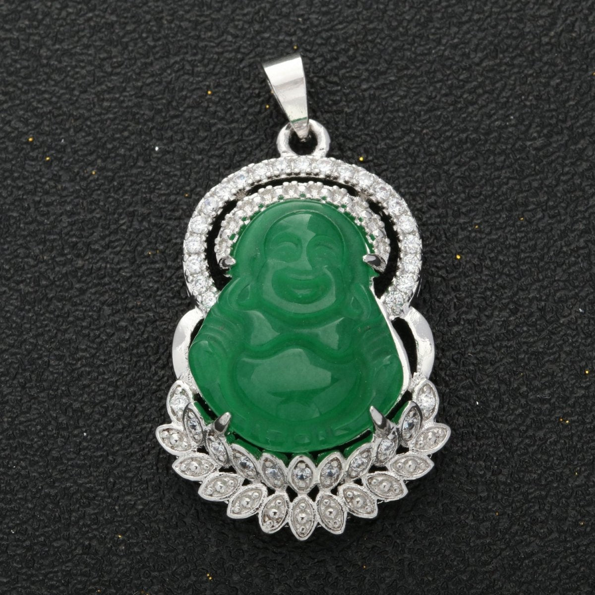 24K Gold Filled Jade Buddha Laughing Buddha Pendant Micro Pave Pendant for Necklace Component O-248 O-249 - DLUXCA