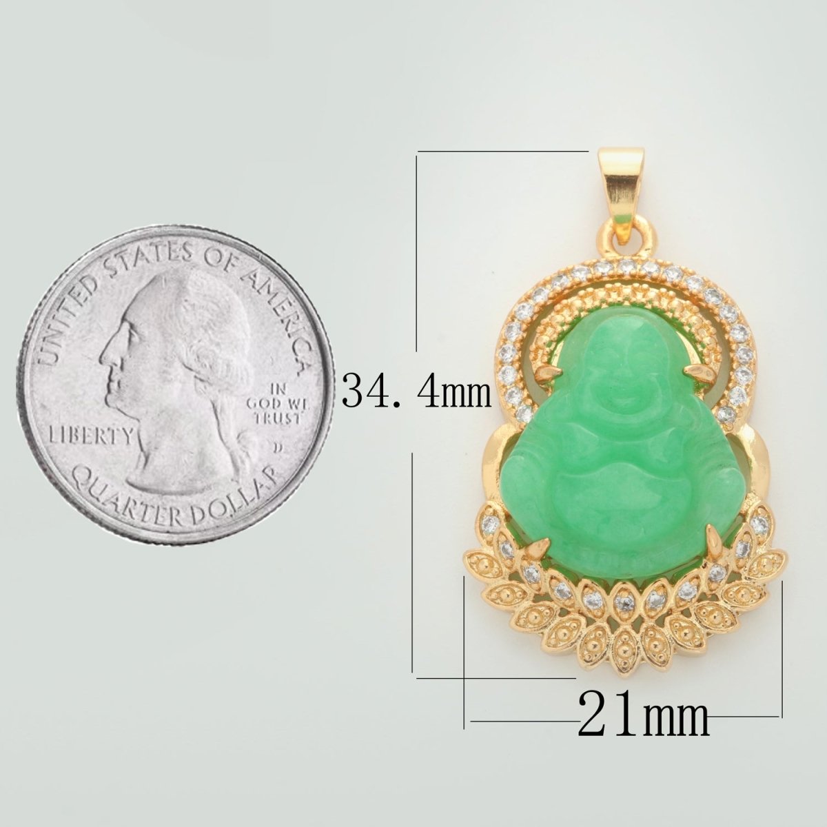 24K Gold Filled Jade Buddha Laughing Buddha Pendant Micro Pave Pendant for Necklace Component O-248 O-249 - DLUXCA