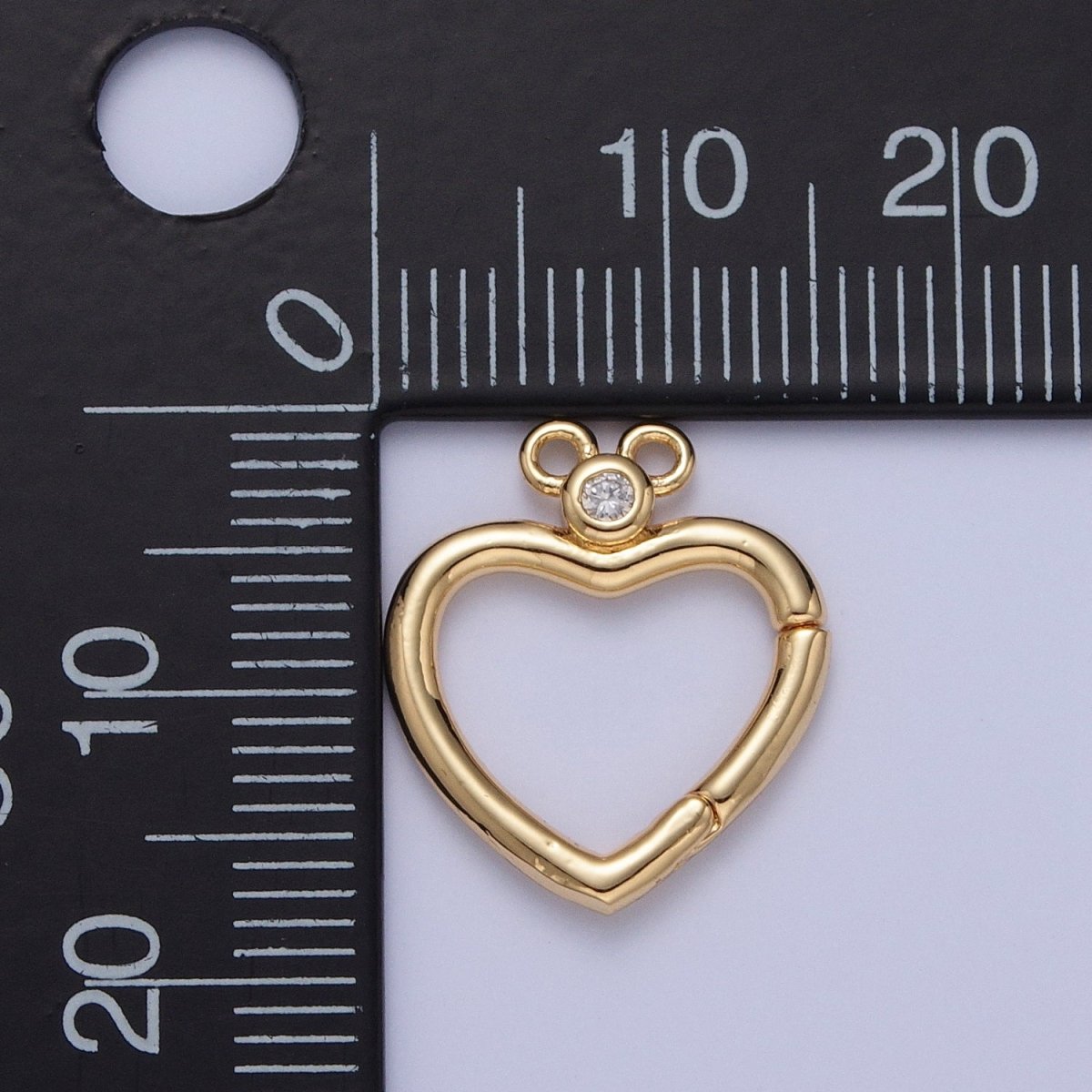 24K Gold Filled Jewelry Closure, Heart Toggle Clasps with Cubic Zirconia L-786~L-789 - DLUXCA