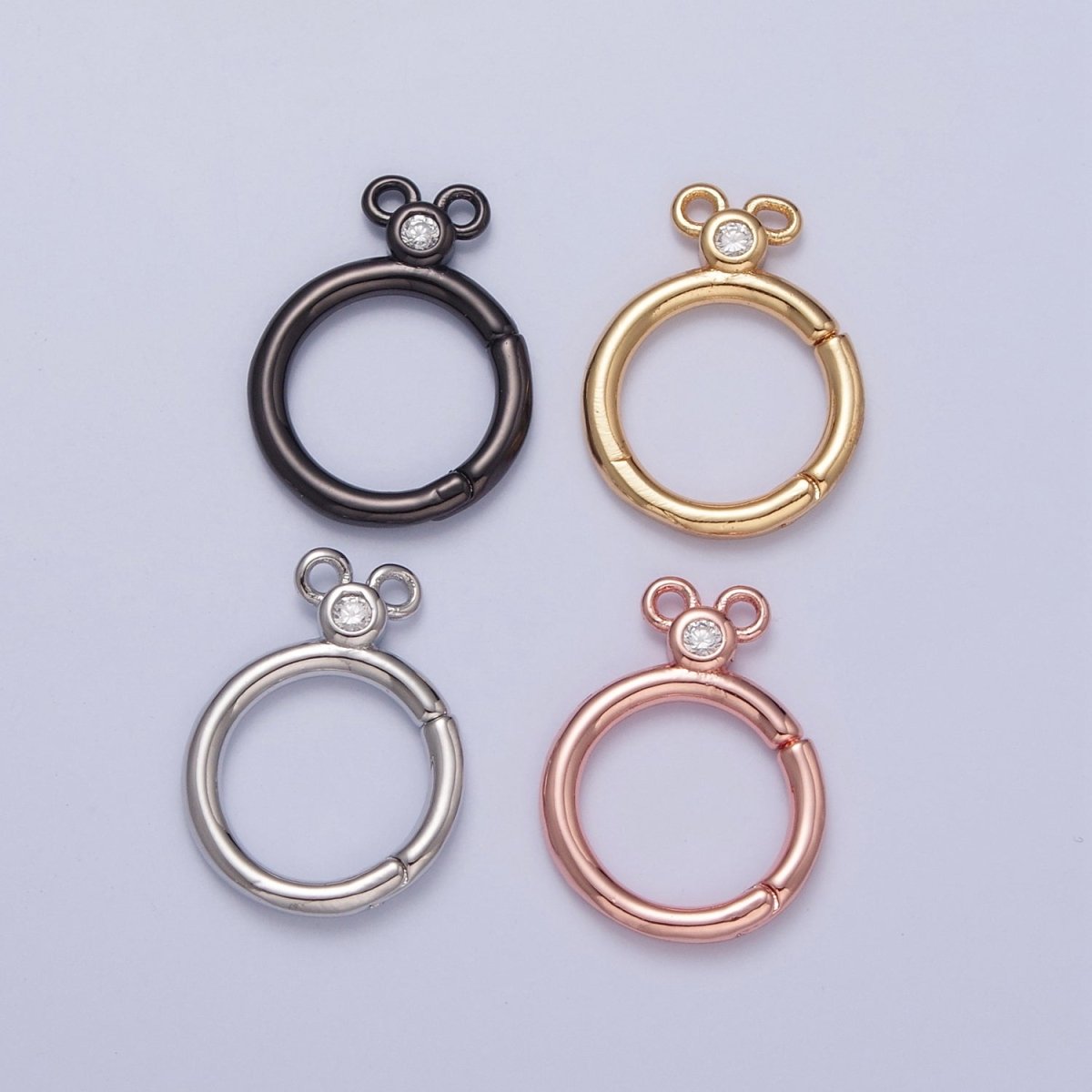 24K Gold Filled Jewelry Closure, Round Toggle Clasps with Cubic Zirconia L-790~L-793 - DLUXCA