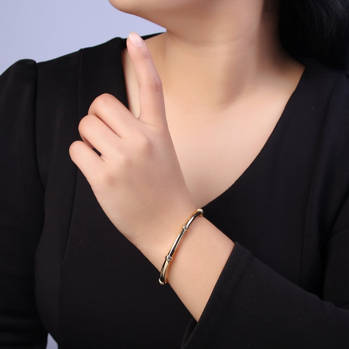 24K Gold Filled Knot Bangle Bracelet, Minimalist Small Knots Stacking Cuff Bracelet | WA-661 Clearance Pricing - DLUXCA