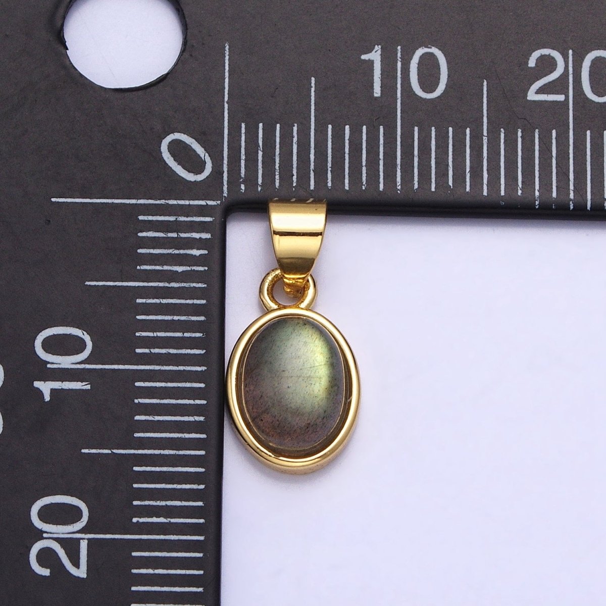 24K Gold Filled Labradorite: Spectrolite Natural Gemstone Oval Pendant | AA182 - DLUXCA