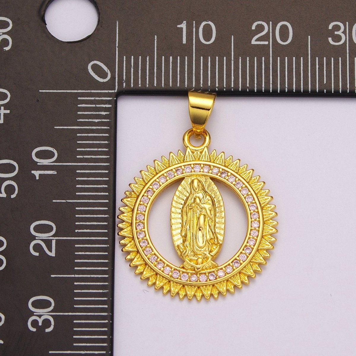 24k Gold Filled Lady Guadalupe Pendant, Gold Medallion Necklace Virgin Mary Layering Necklace, Religious Necklace, Gift For Her N-1390 - DLUXCA