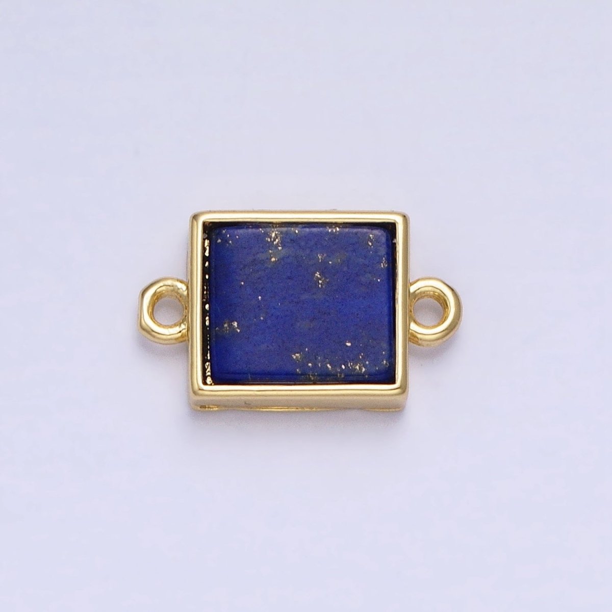 24K Gold Filled Lapis Lazuli Natural Gemstone Flat Rectangular Connector | AA817 - DLUXCA