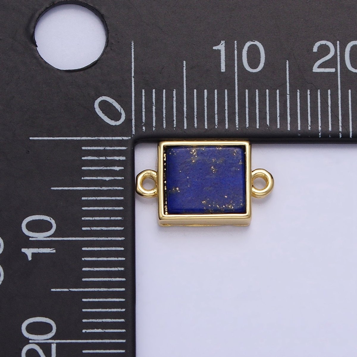 24K Gold Filled Lapis Lazuli Natural Gemstone Flat Rectangular Connector | AA817 - DLUXCA