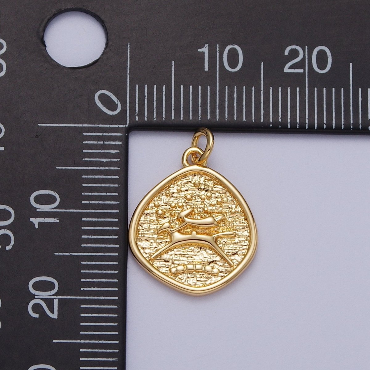 24K Gold Filled Leaping Dog Stamped Textured Charm E-061 - DLUXCA
