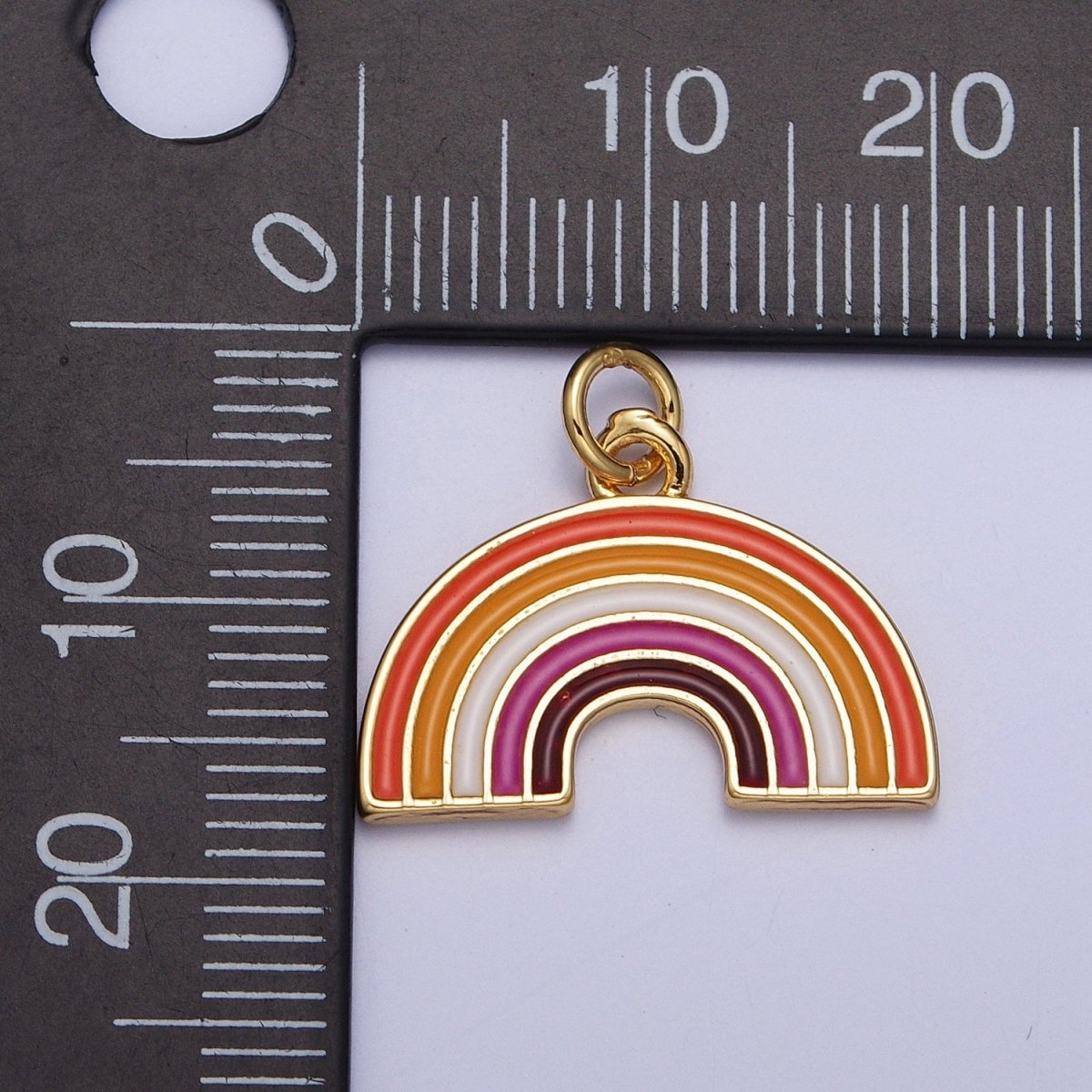 24K Gold Filled Lesbian LGBTQ Pride Flag Gradient Enamel Rainbow Charm For Jewelry Making AG-111 - DLUXCA