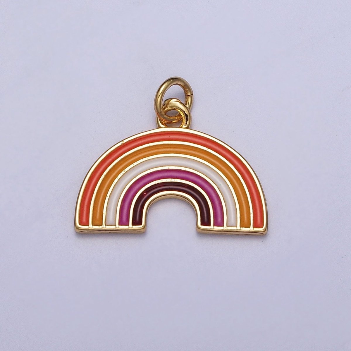 24K Gold Filled Lesbian LGBTQ Pride Flag Gradient Enamel Rainbow Charm For Jewelry Making AG-111 - DLUXCA