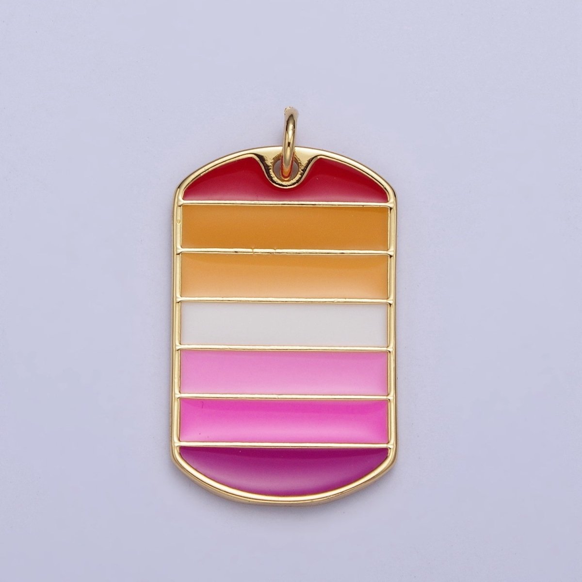 24K Gold Filled LGBTQ Lesbian Pride Gradient Enamel Tag Charm | M-496 - DLUXCA