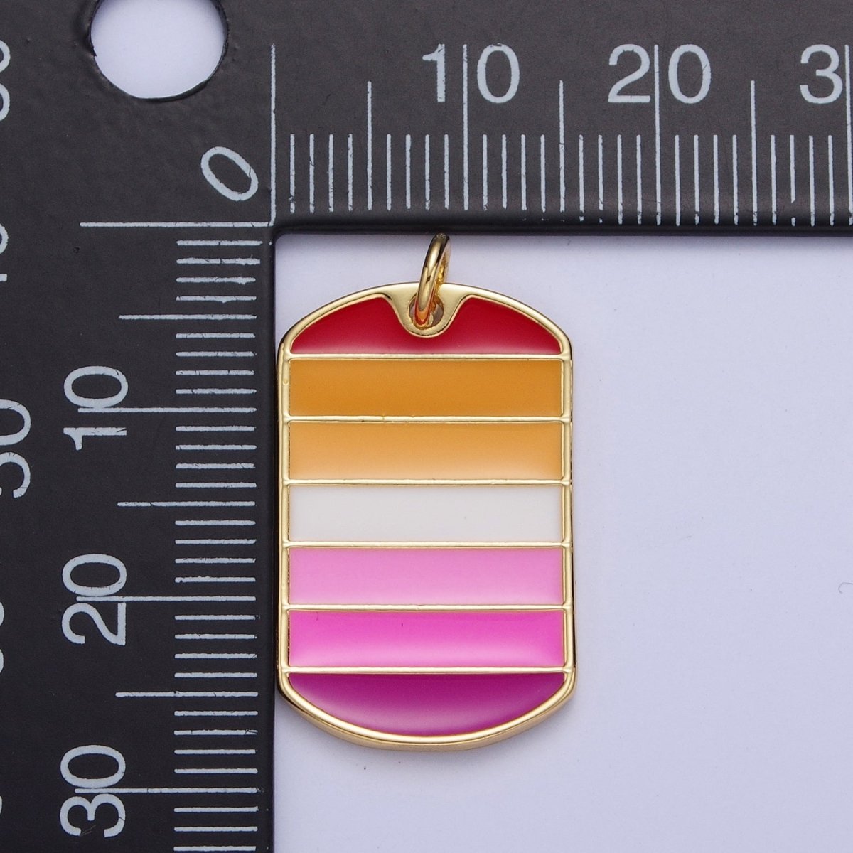 24K Gold Filled LGBTQ Lesbian Pride Gradient Enamel Tag Charm | M-496 - DLUXCA