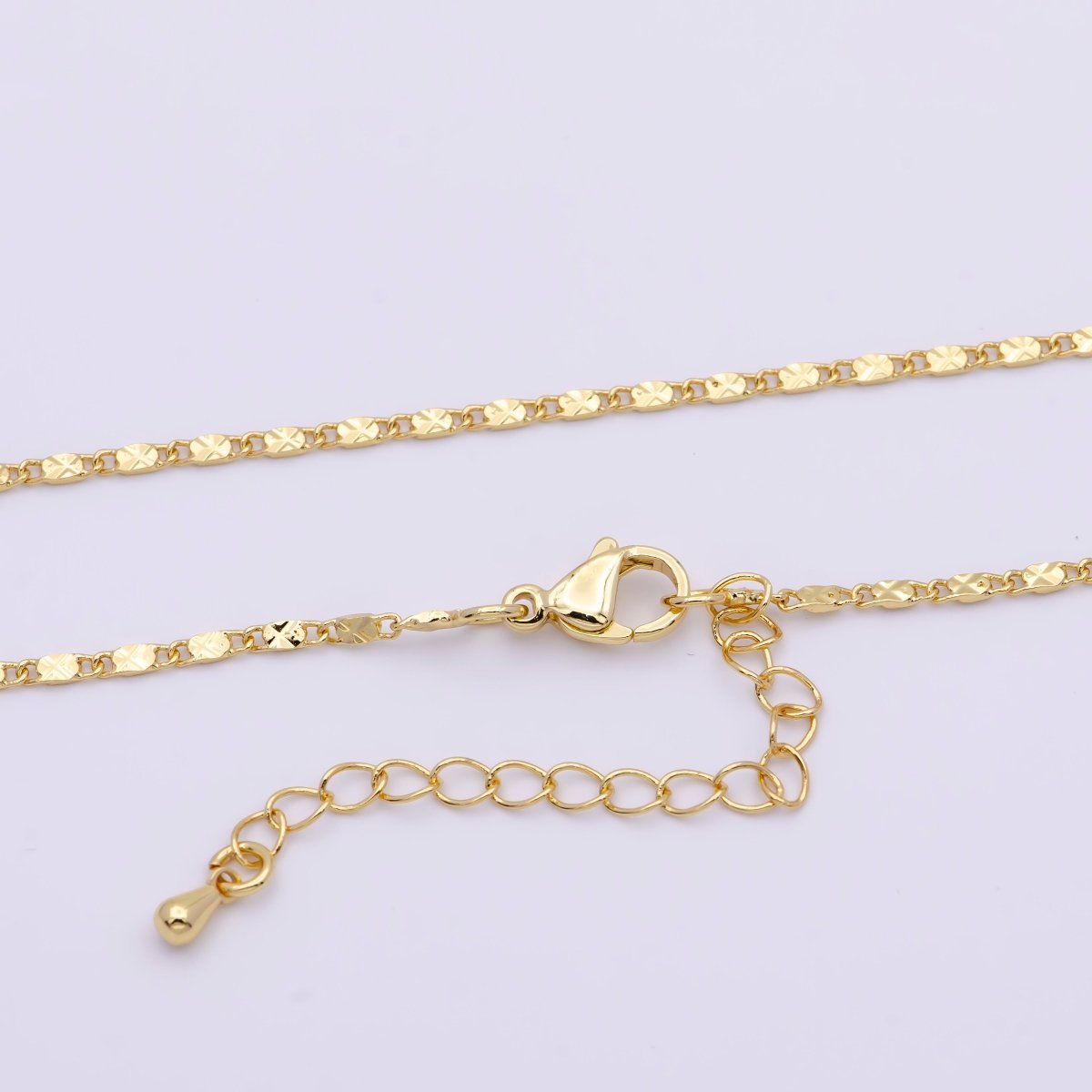 24K Gold Filled Link Sunburst Scroll Unique Chain 18 Inch Necklace with 2" Extender For Jewelry Making | WA-1090 Clearance Pricing - DLUXCA