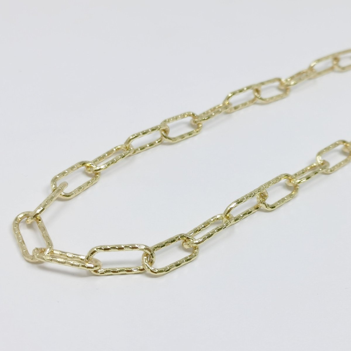 24K Gold Filled Linked Paperclip Chain By Yard, Oval Woven PaperClip Chain, Fancy Roll Chain | ROLL-359 Clearance Pricing - DLUXCA
