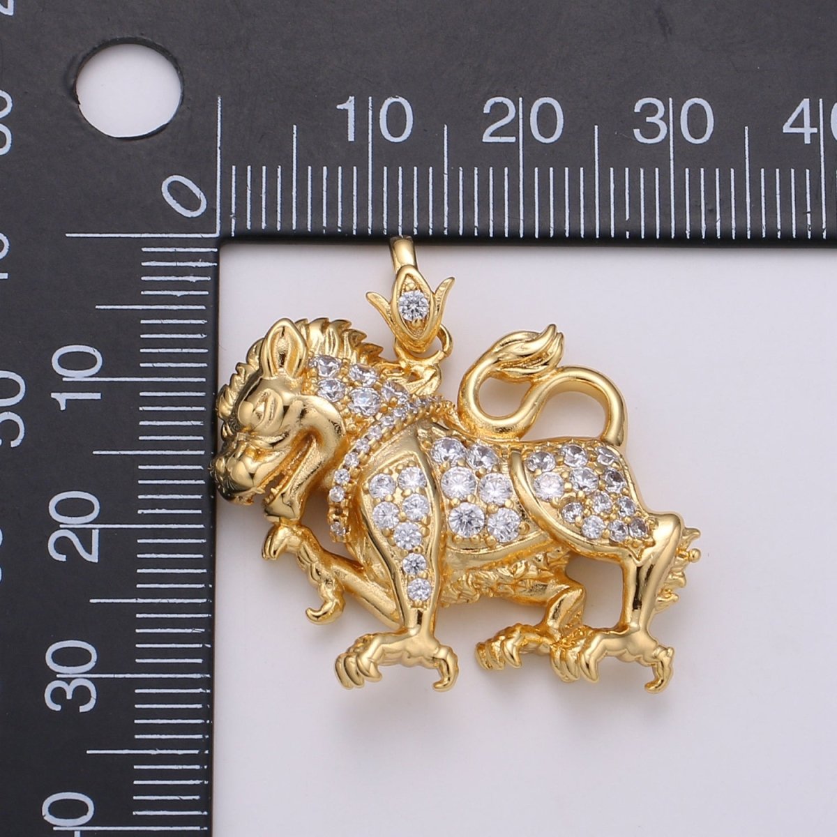 24K Gold Filled Lion Charm Pixiu Pendant Necklace Chinese Lion Legend Charm for Statement Necklace J-123 - DLUXCA