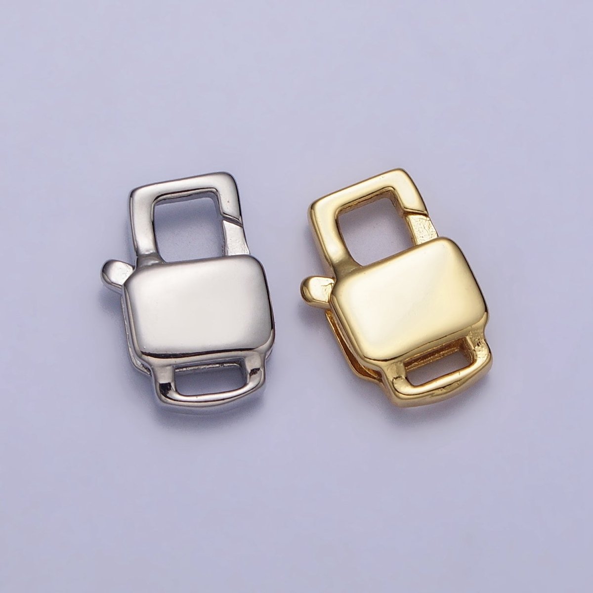 24K Gold Filled Lobster Clasps Geometric Rectangular Jewelry Closure Supply in Gold & Silver | Z-127 Z-128 - DLUXCA