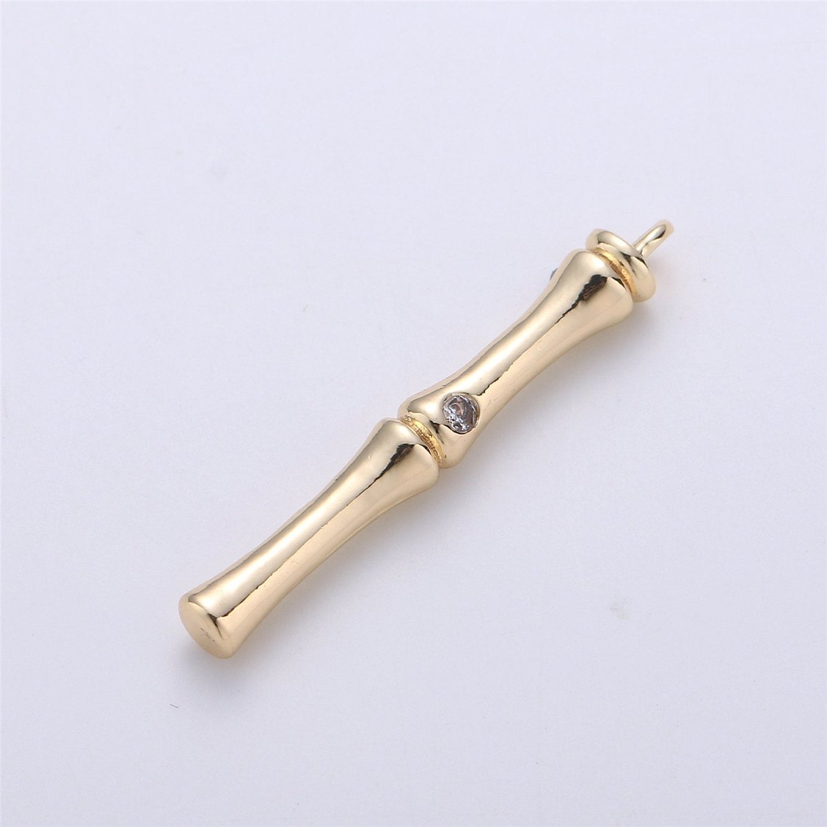 24k Gold Filled Long Tube Charms 30mm Stick Bar Pendant with CZ for Necklace Earring Charm Jewelry Making SupplyC-622 - DLUXCA