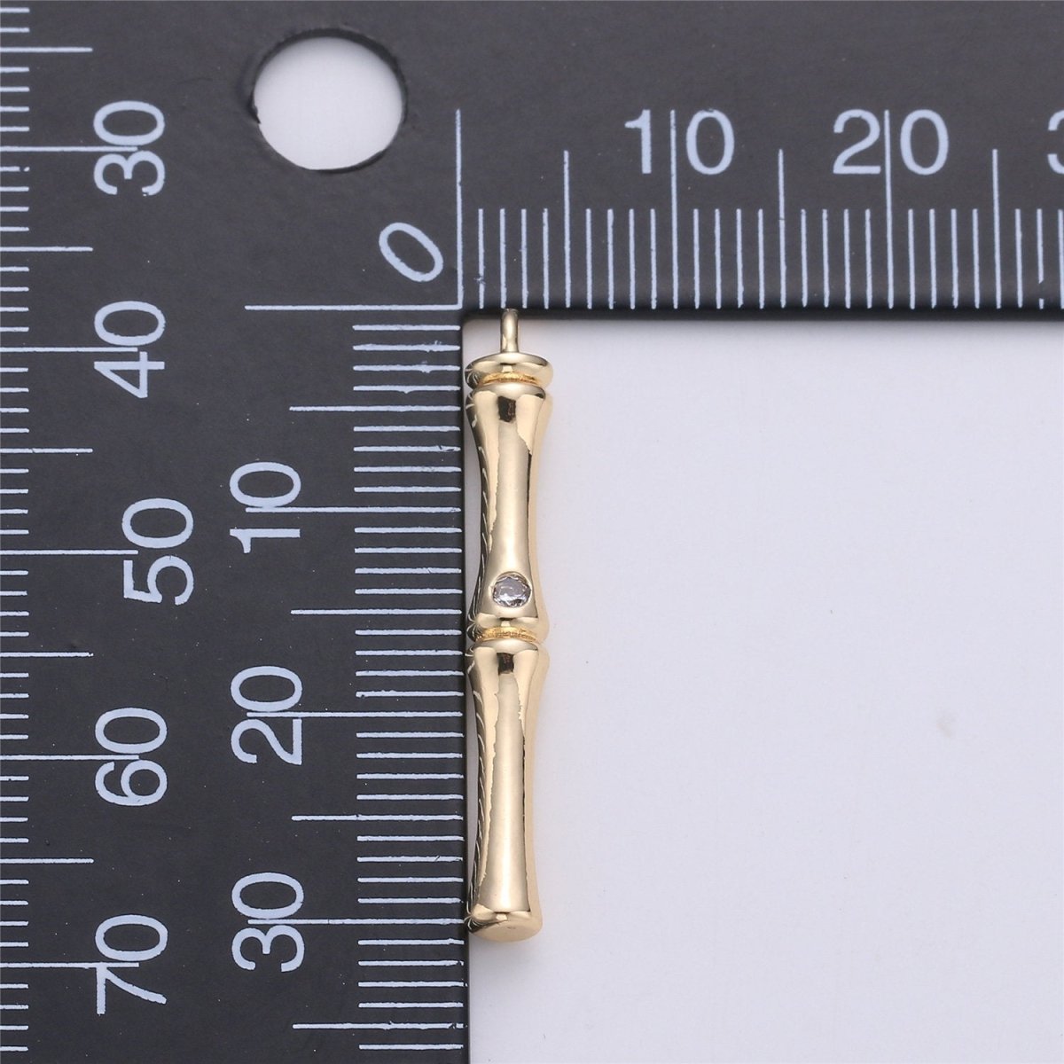 24k Gold Filled Long Tube Charms 30mm Stick Bar Pendant with CZ for Necklace Earring Charm Jewelry Making SupplyC-622 - DLUXCA