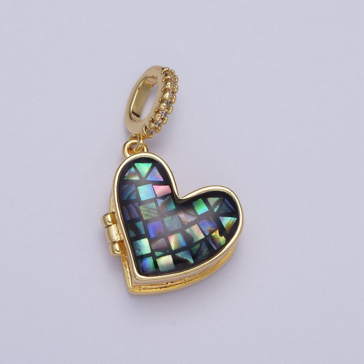 24K Gold Filled Marian Cross Black, Blue, White, Green, Pink Shell Opal Heart Locket Pendant H-106 H-107 H-115 H-130 H-173 - DLUXCA